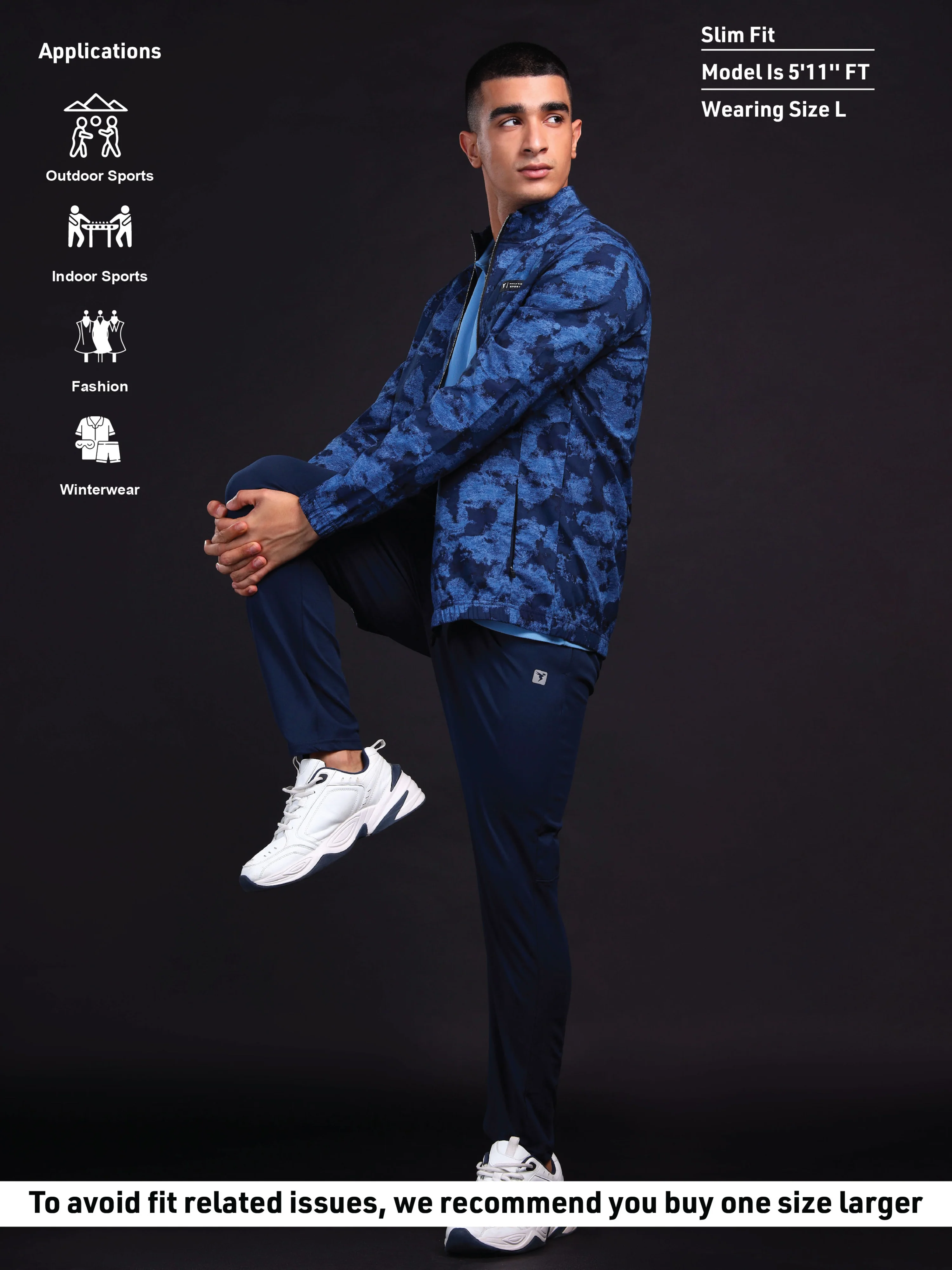 Men Printed Slim Fit Mock Neck Jacket with TS FLEXI - Image 4