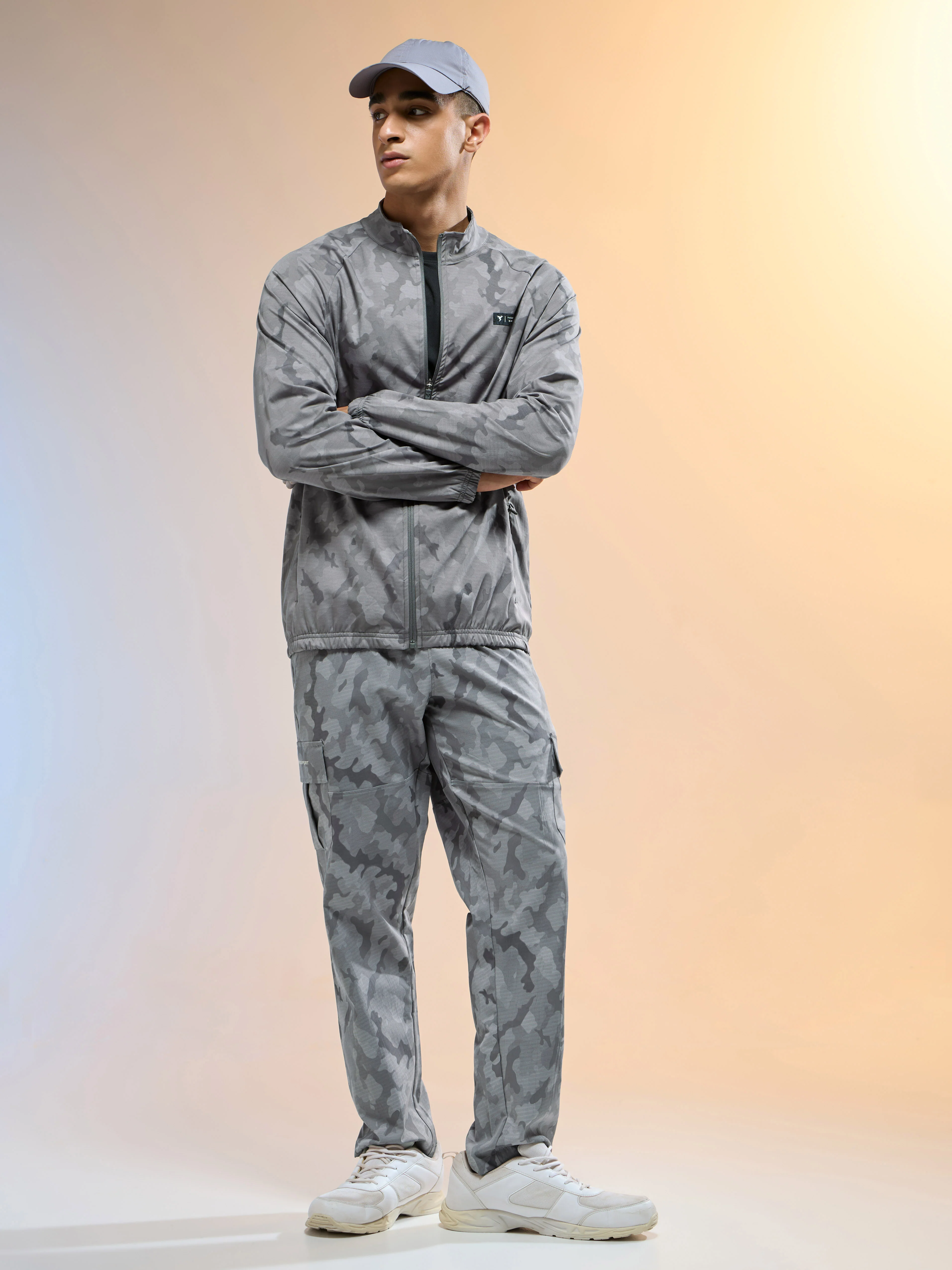 Men Printed Slim Fit Mock Neck Jacket with TS FLEXI - Image 5