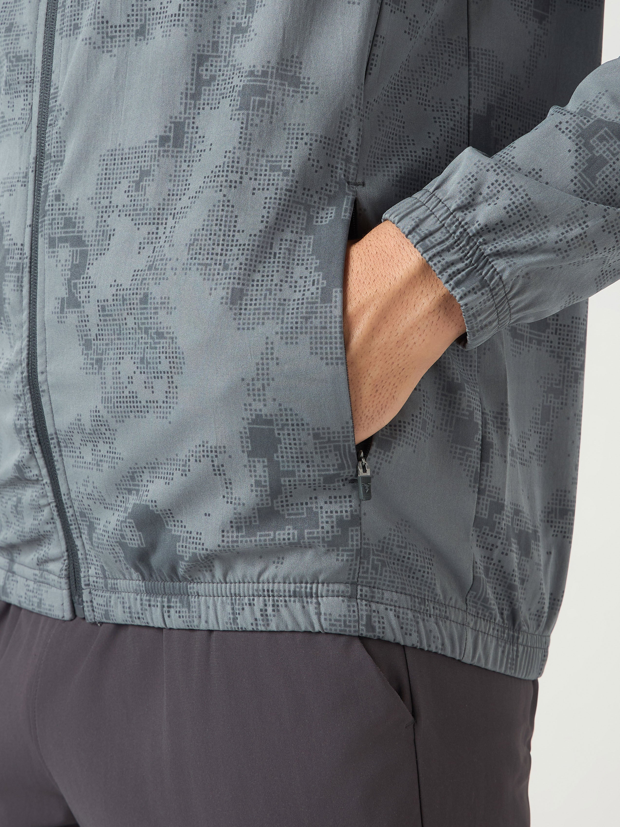 Men Printed Slim Fit Mock Neck Jacket with TS FLEXI - Image 5