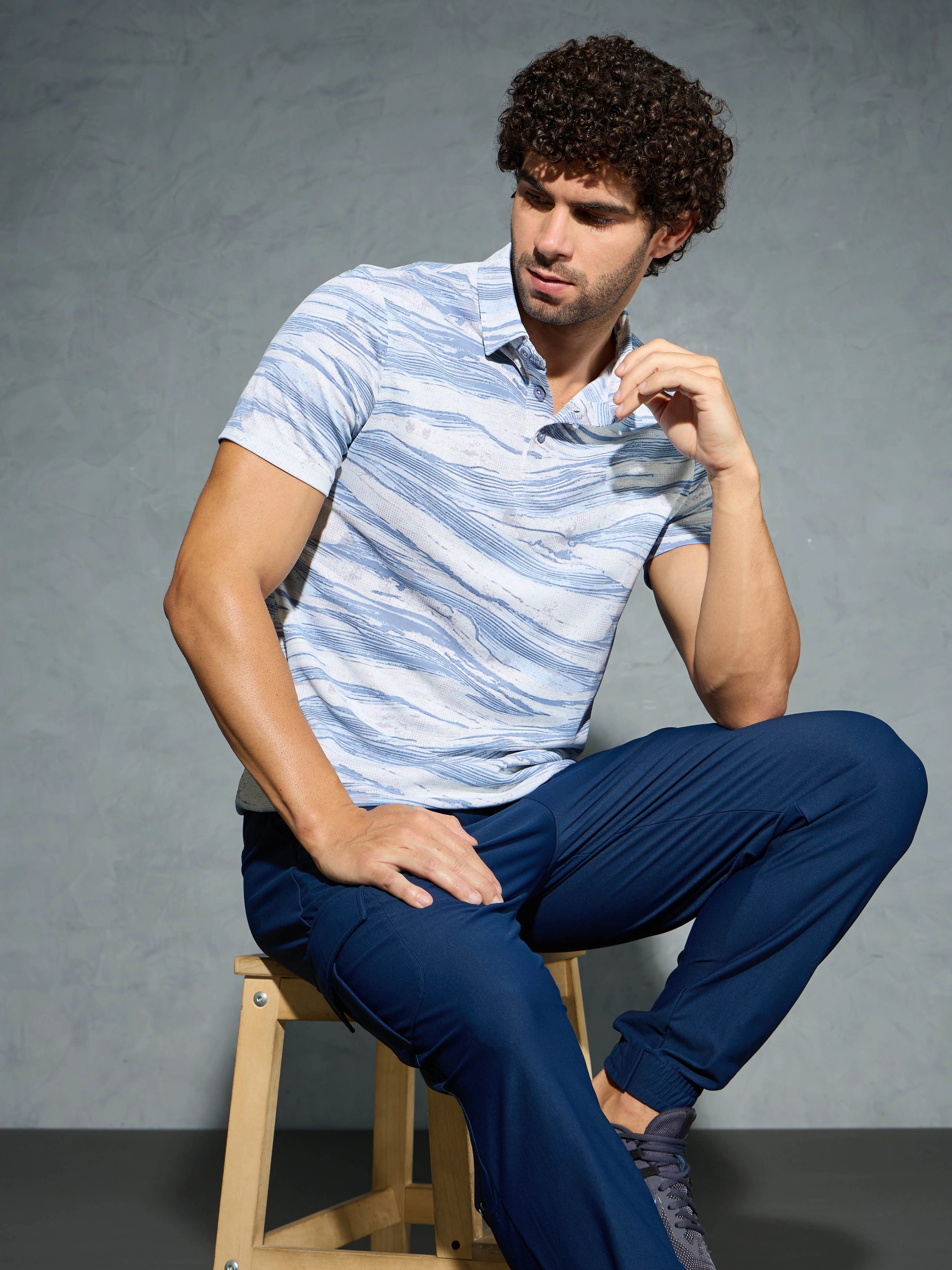 Men Printed Slim Fit Polo T-shirt with TECHNOCOOL+ - Image 2