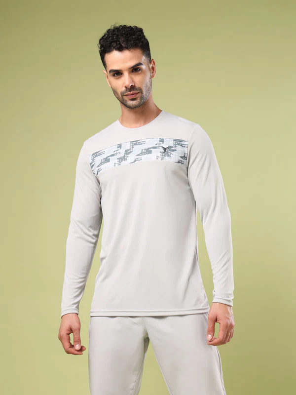 Men Printed Slim Fit Round Neck Sports T-shirt with TECHNO COOL+ - Image 2