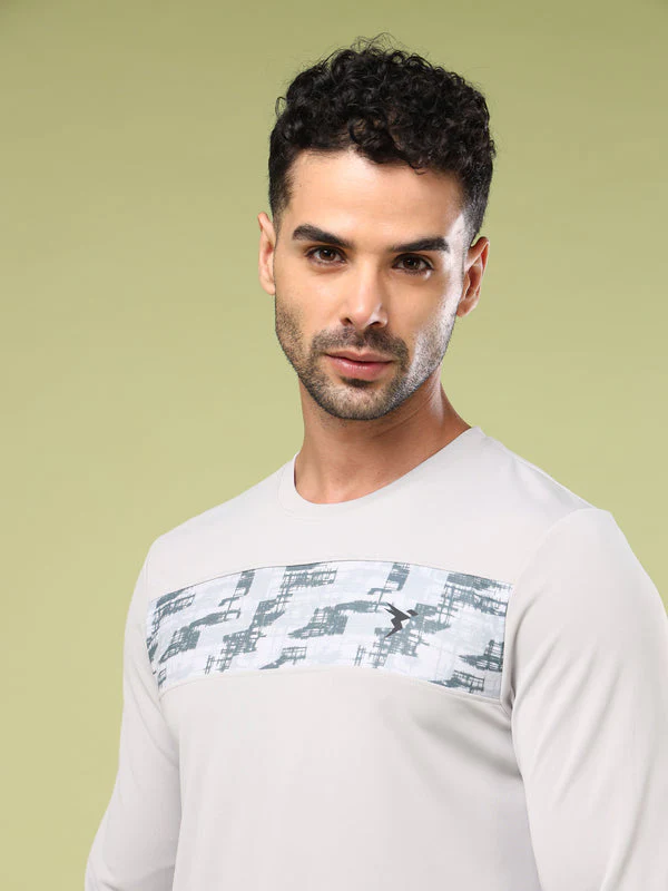 Men Printed Slim Fit Round Neck Sports T-shirt with TECHNO COOL+ - Image 9