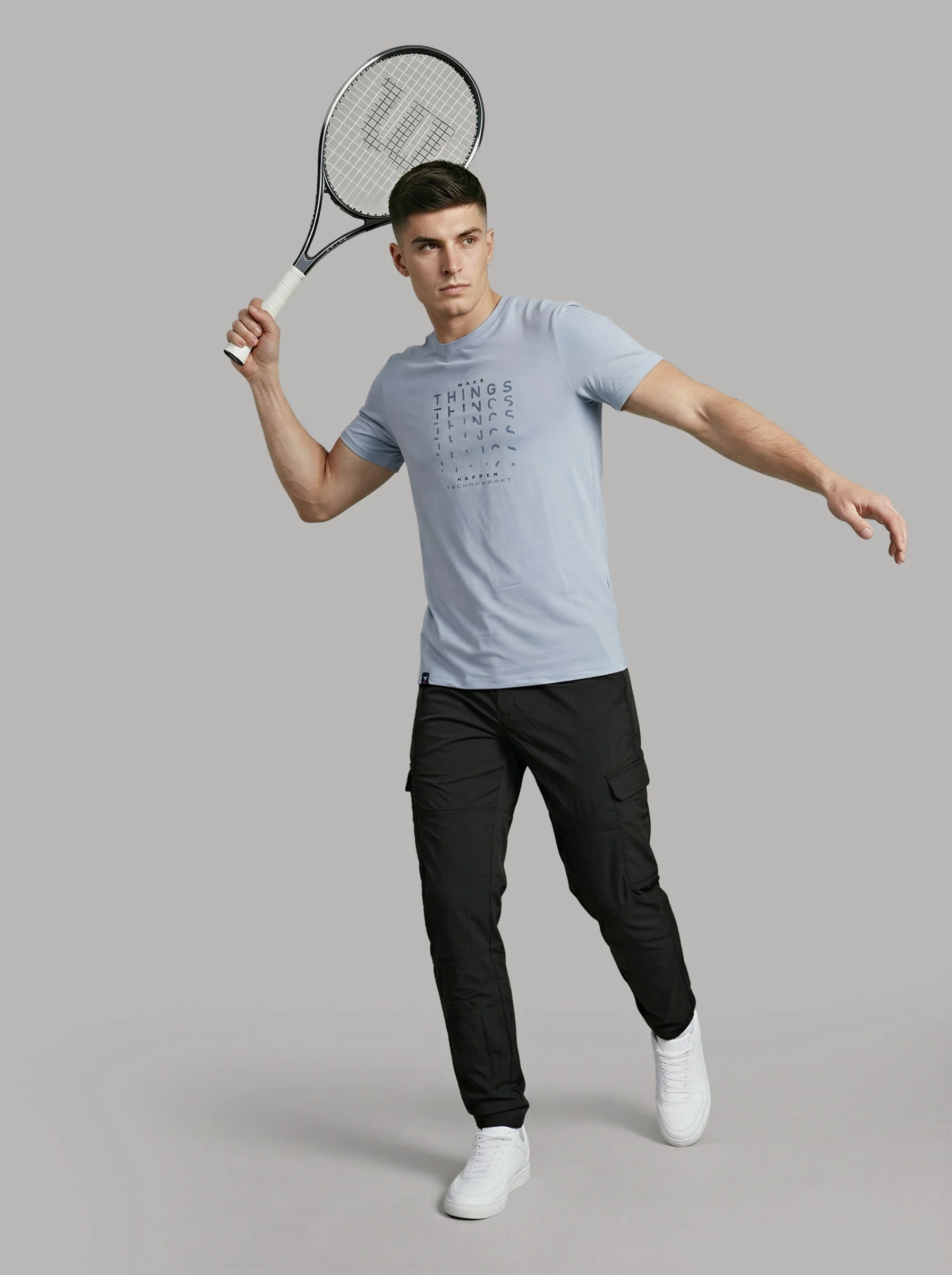 Men Printed Slim Fit Round Neck T-shirt with COTFLEX - Image 4