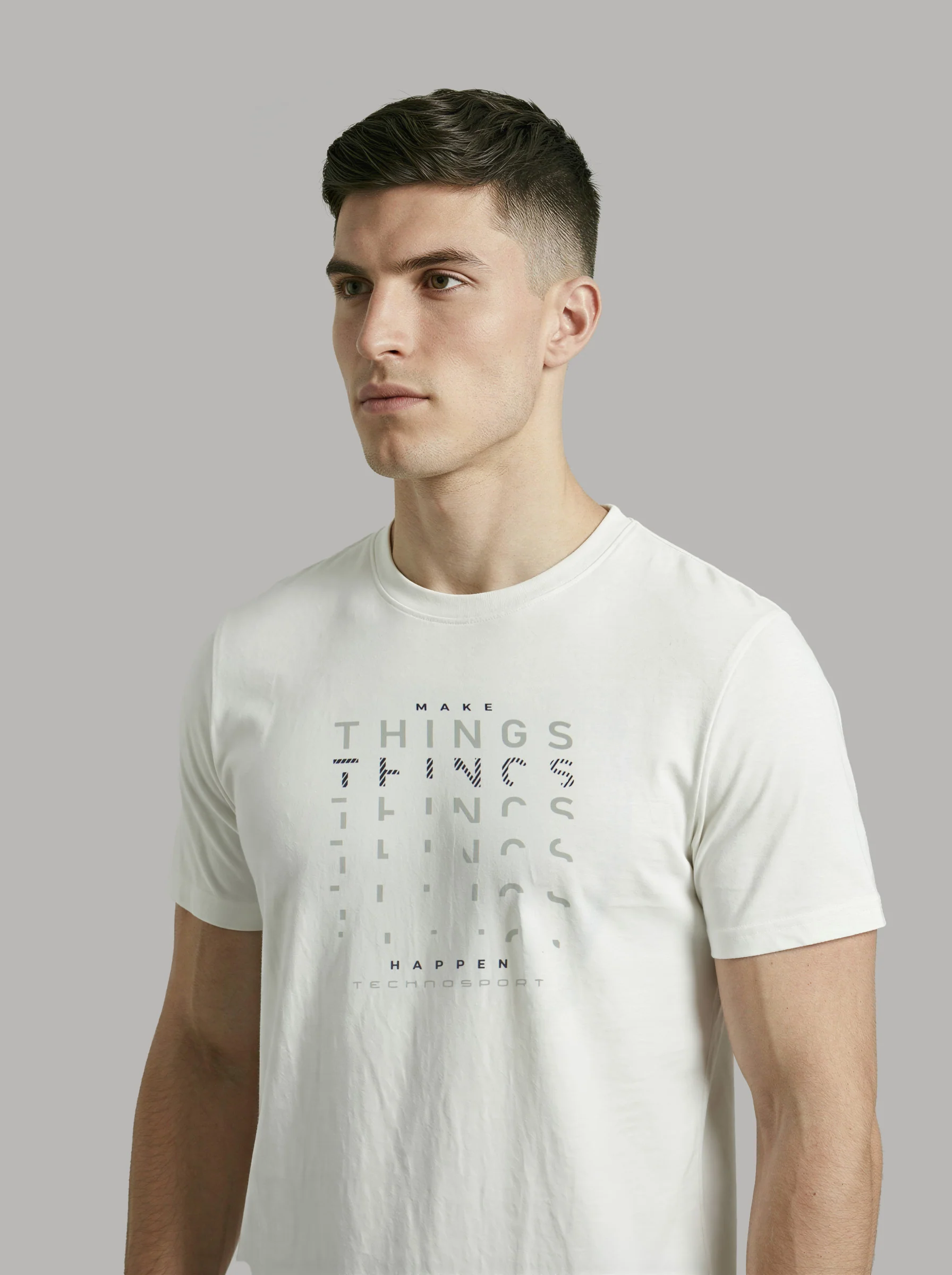 Men Printed Slim Fit Round Neck T-shirt with COTFLEX - Image 7