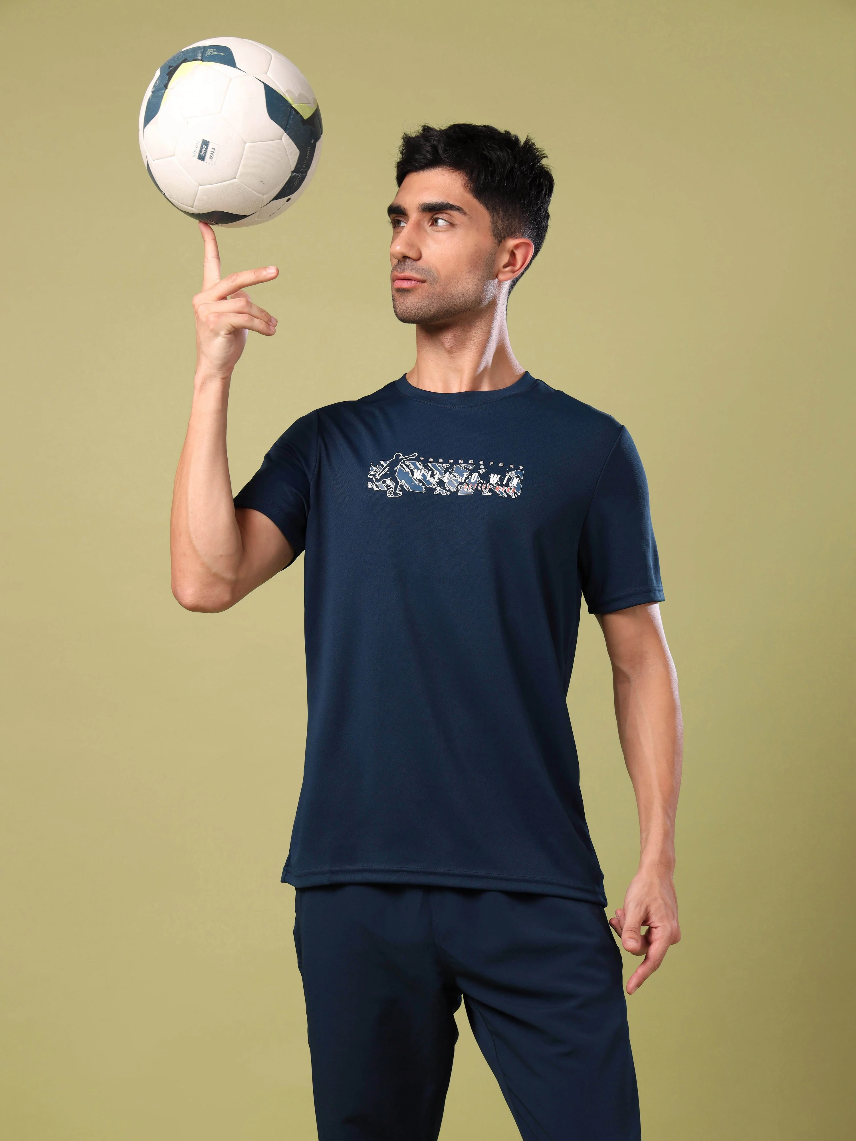 Men Printed Slim Fit Round Neck T-shirt with TECHNO COOL+ - Image 2