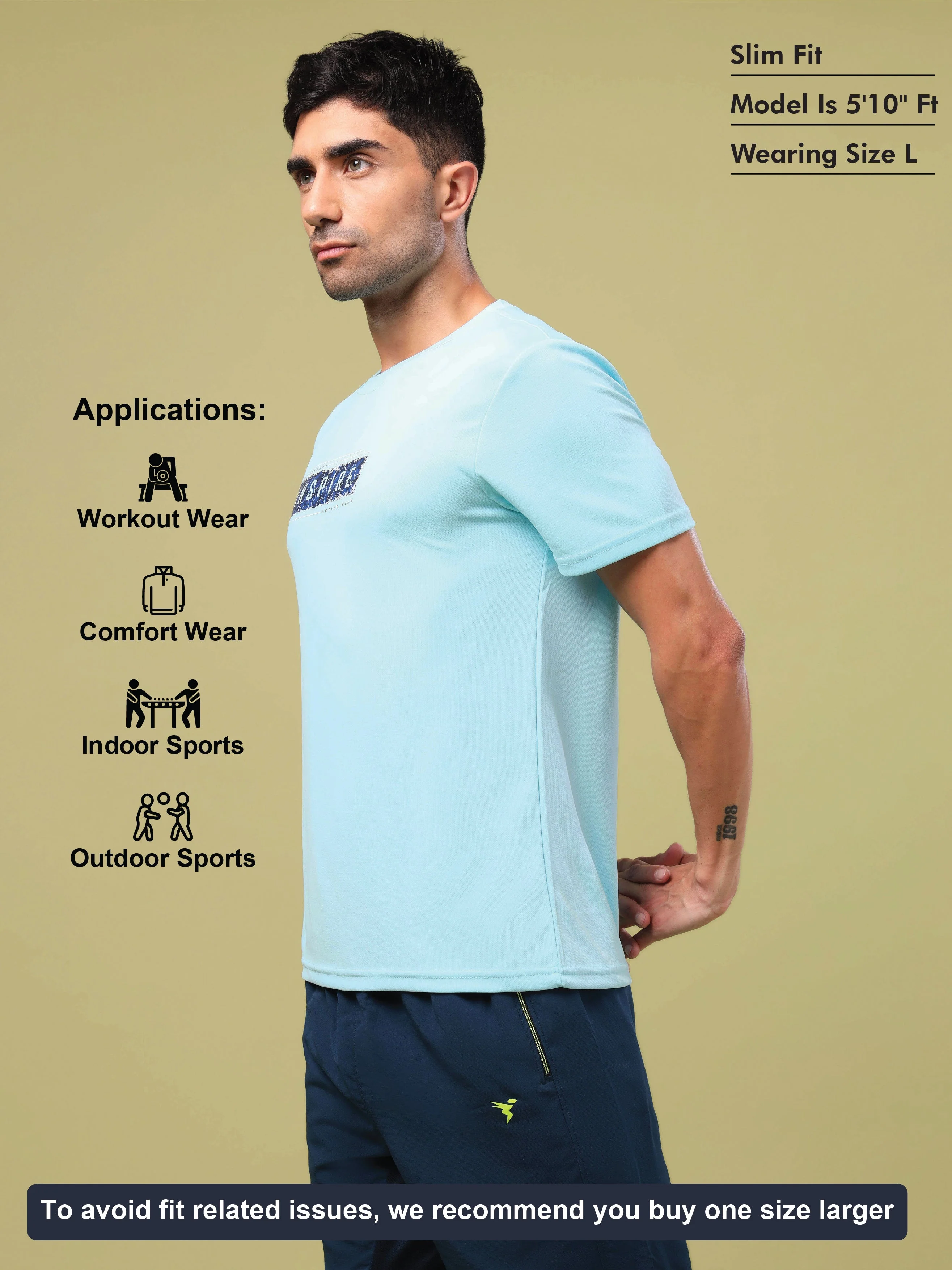Men Printed Slim Fit Round Neck T-shirt with TECHNO COOL+ - Image 5