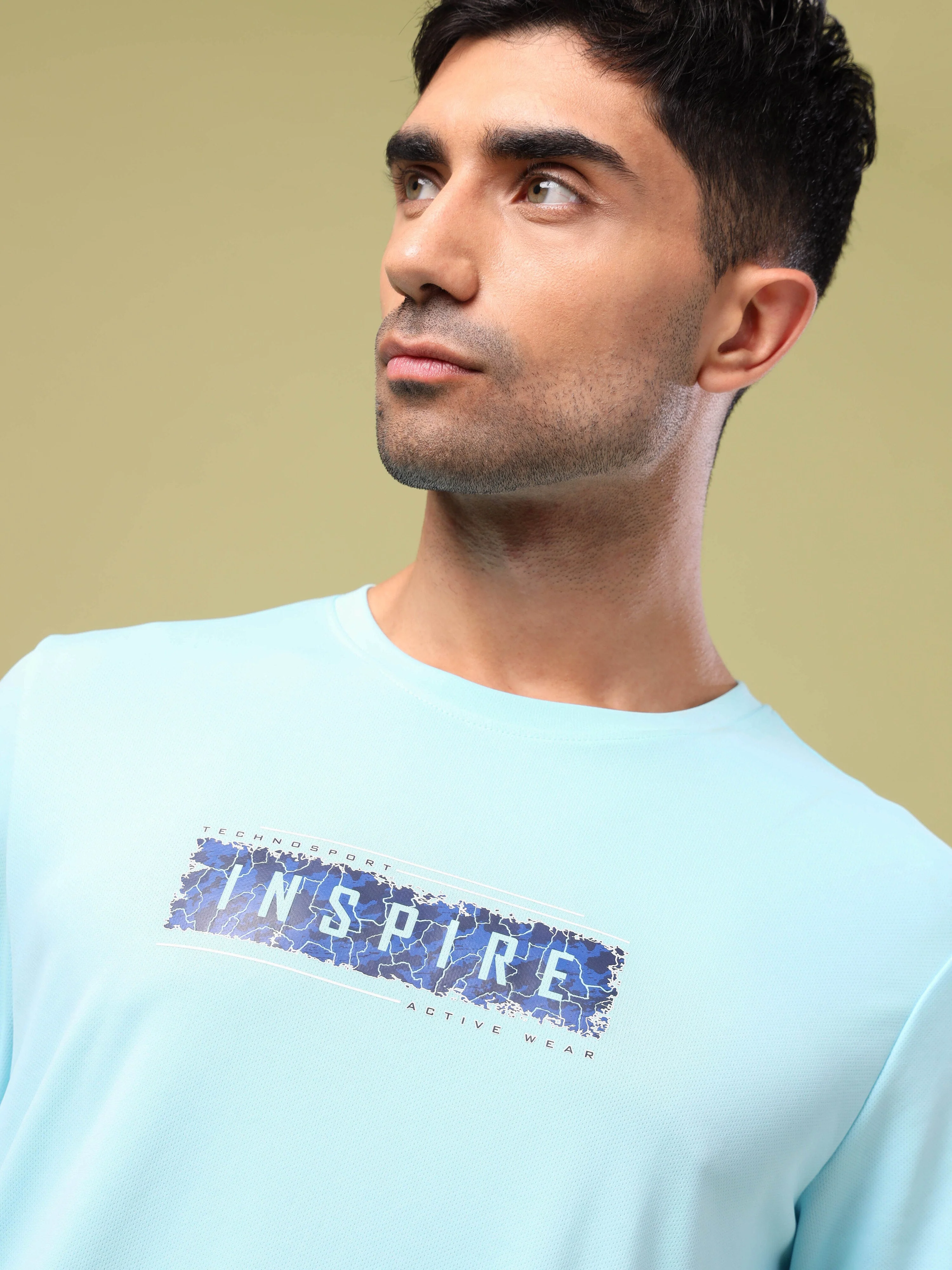 Men Printed Slim Fit Round Neck T-shirt with TECHNO COOL+ - Image 6