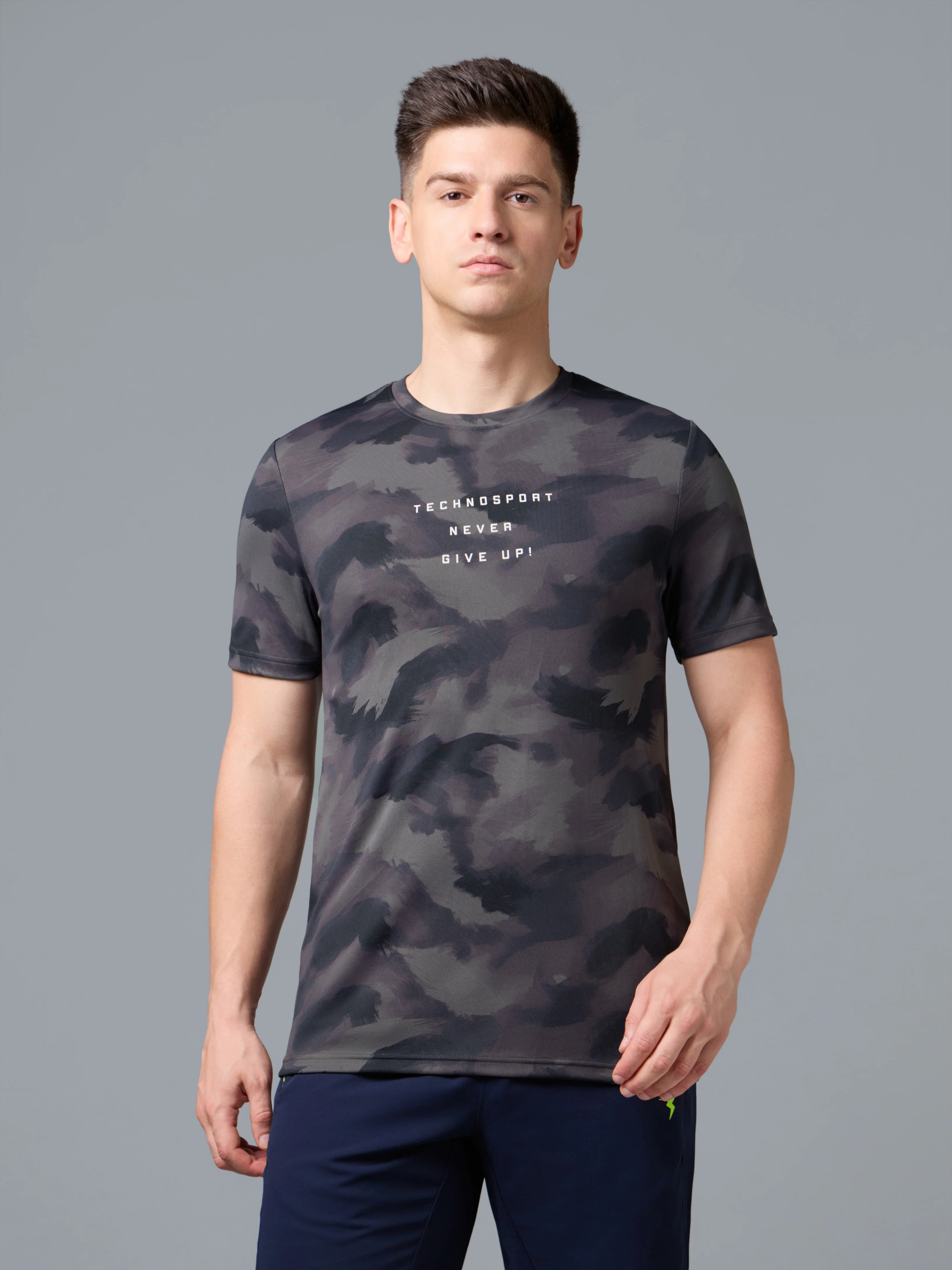 Men Printed Slim Fit Round Neck T-shirt with TECHNOCOOL+ - Image 2