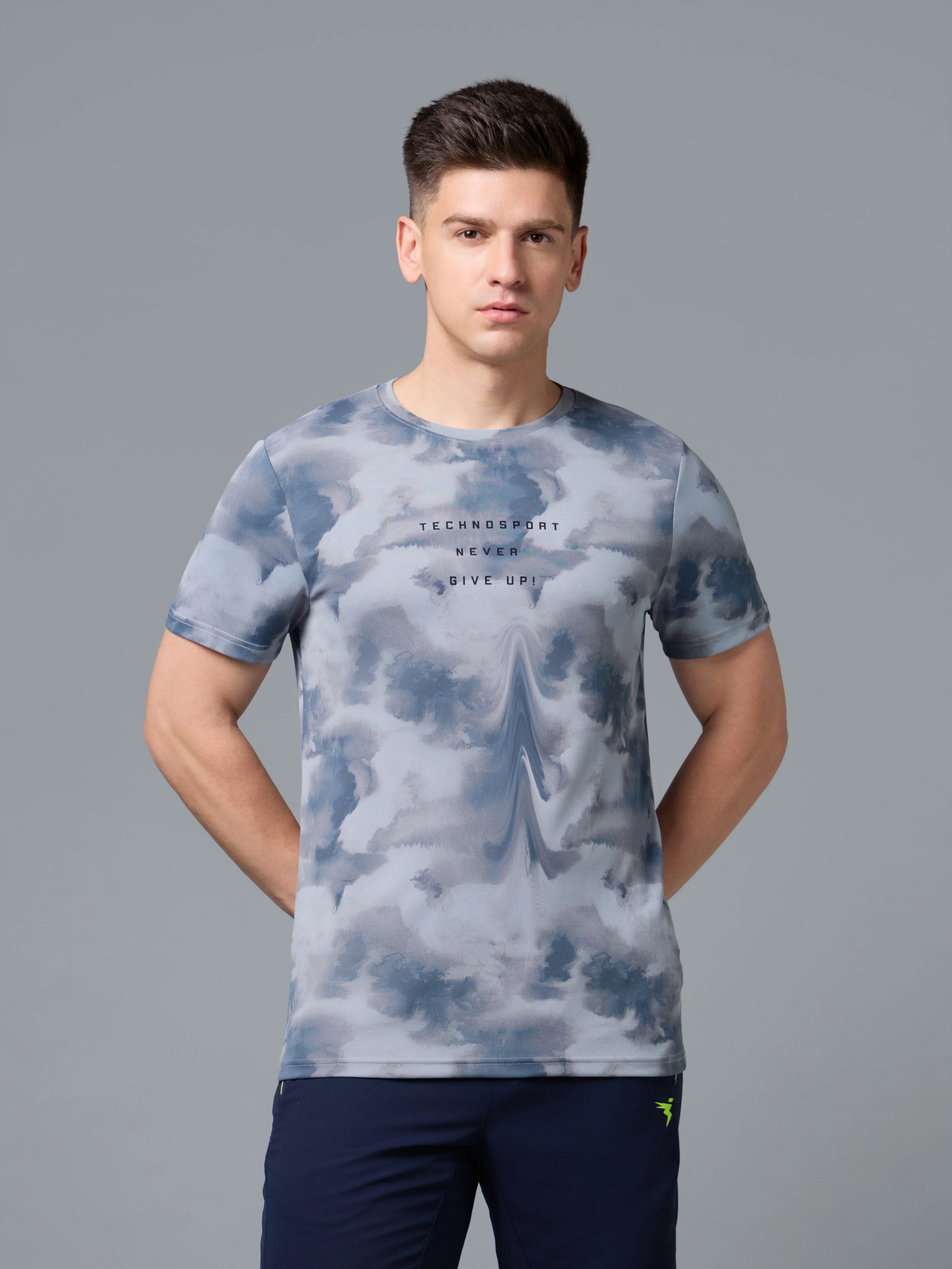 Men Printed Slim Fit Round Neck T-shirt with TECHNOCOOL+ - Image 2