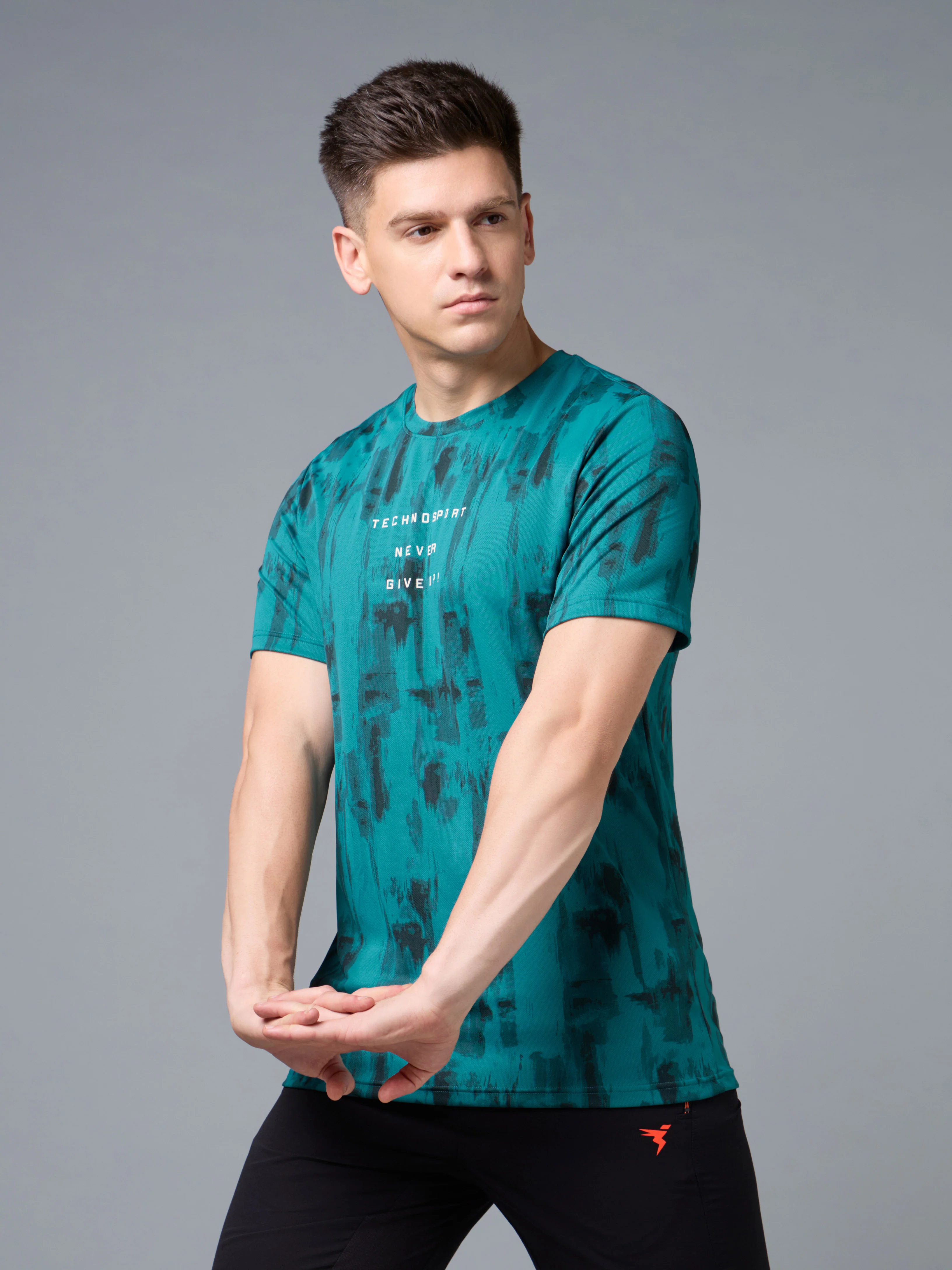 Men Printed Slim Fit Round Neck T-shirt with TECHNOCOOL+ - Image 6