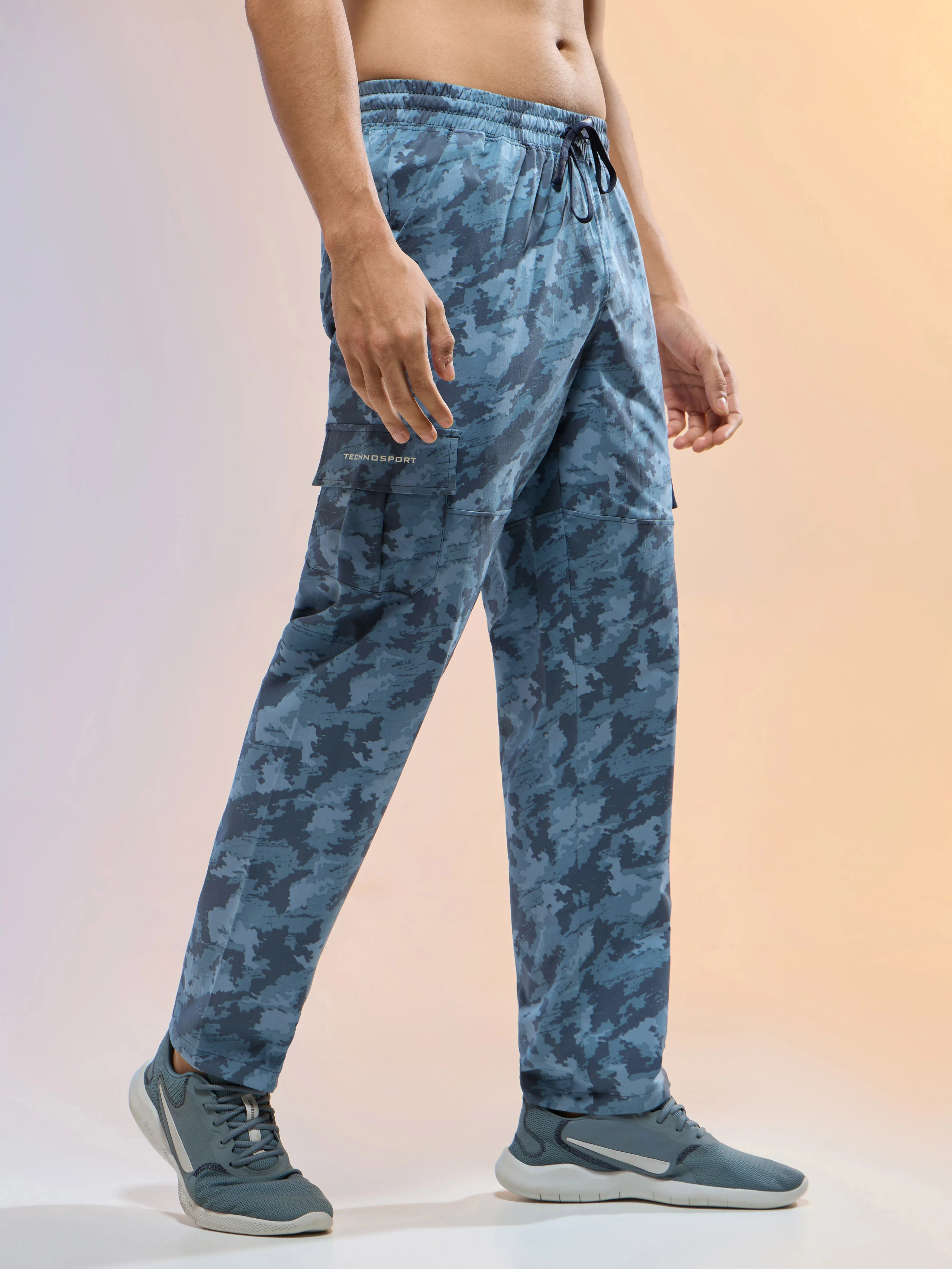 Men Printed Straight Fit Sports Cargo Trackpants with TS LYTRA - Image 4