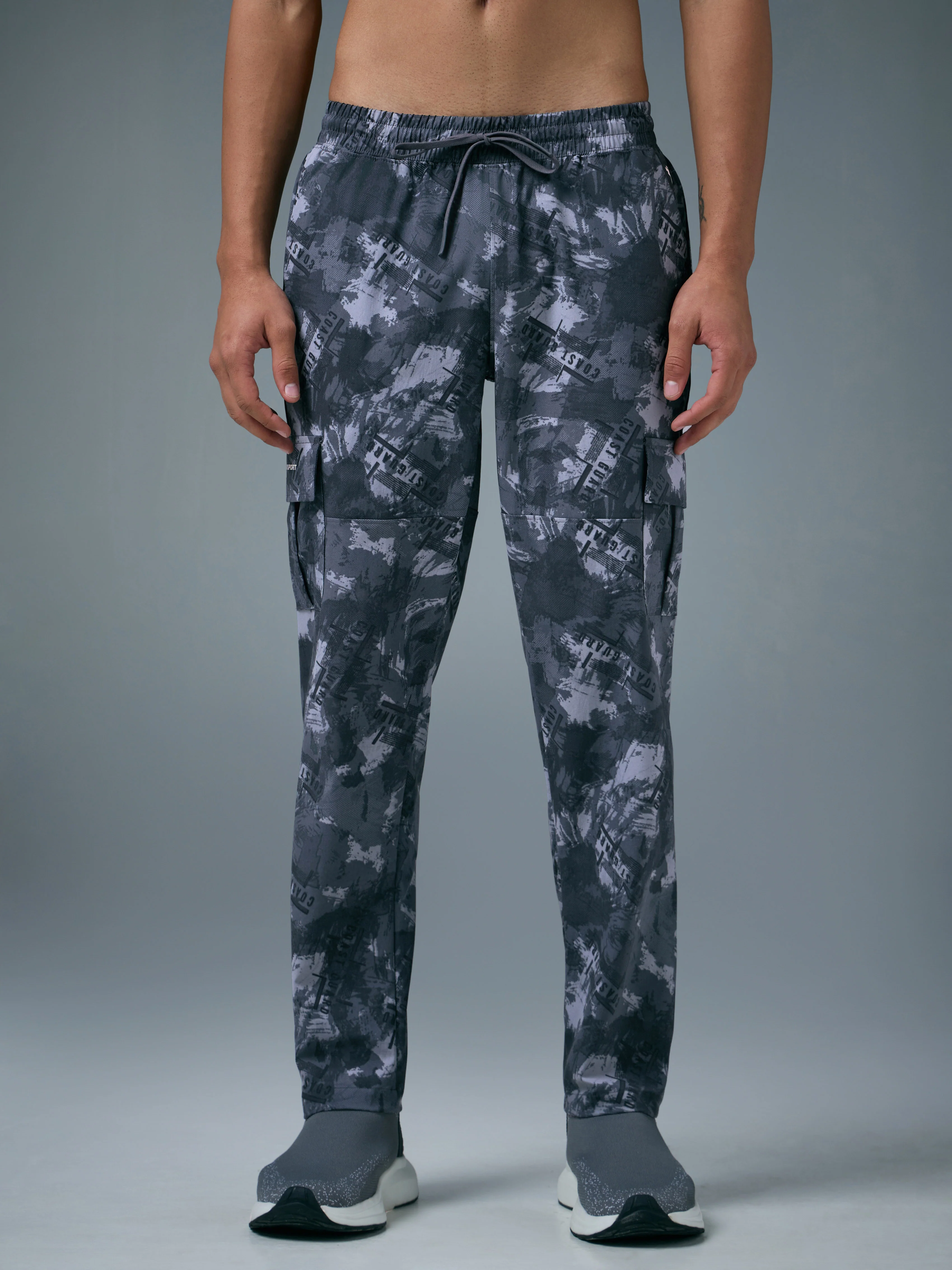 Men Printed Straight Fit Sports Cargo Trackpants with TS LYTRA - Image 2