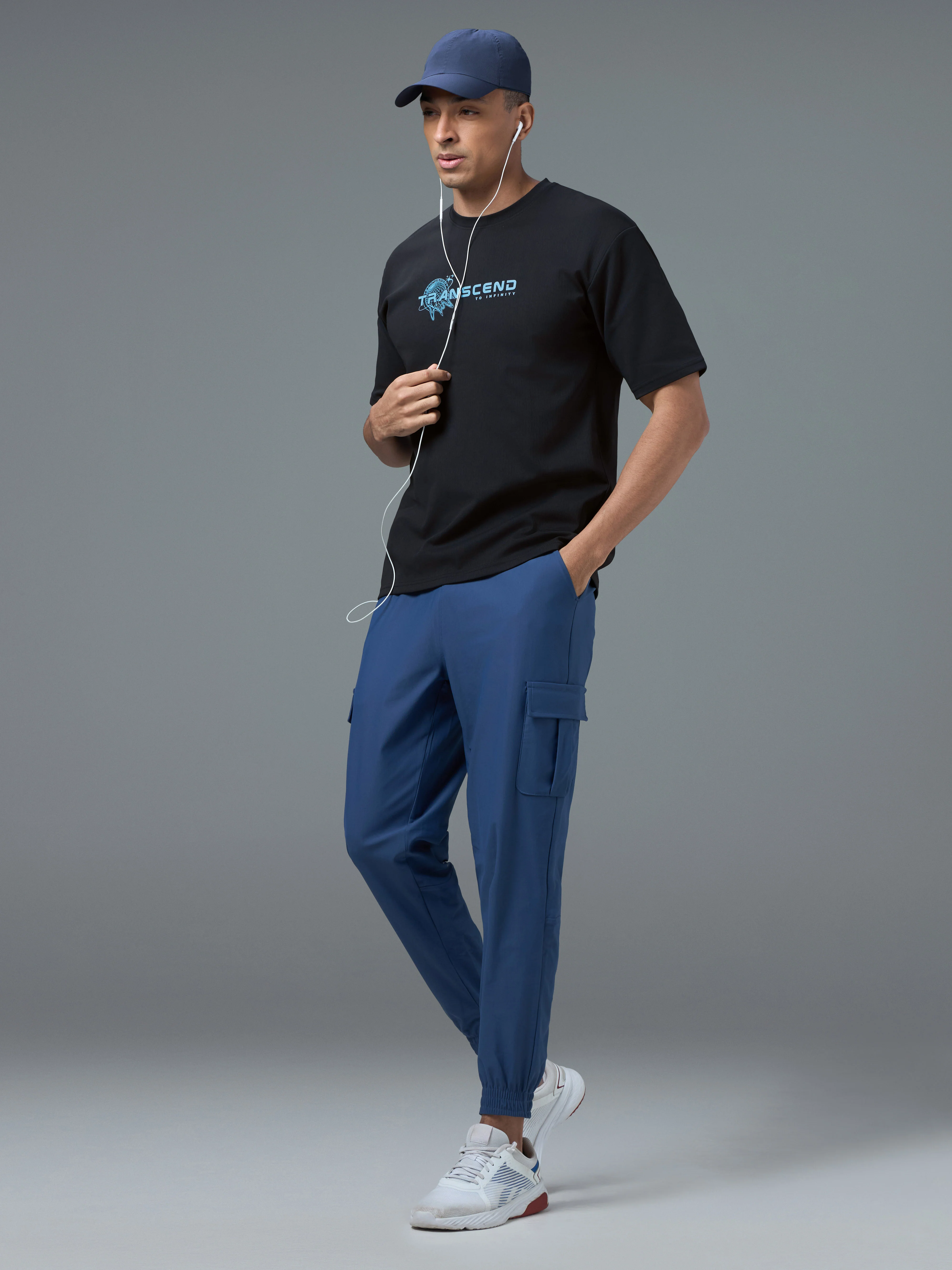 Men Round Neck Typography Printed Active Out Slim Fit T-Shirt with ELASTOPLUS - Image 5