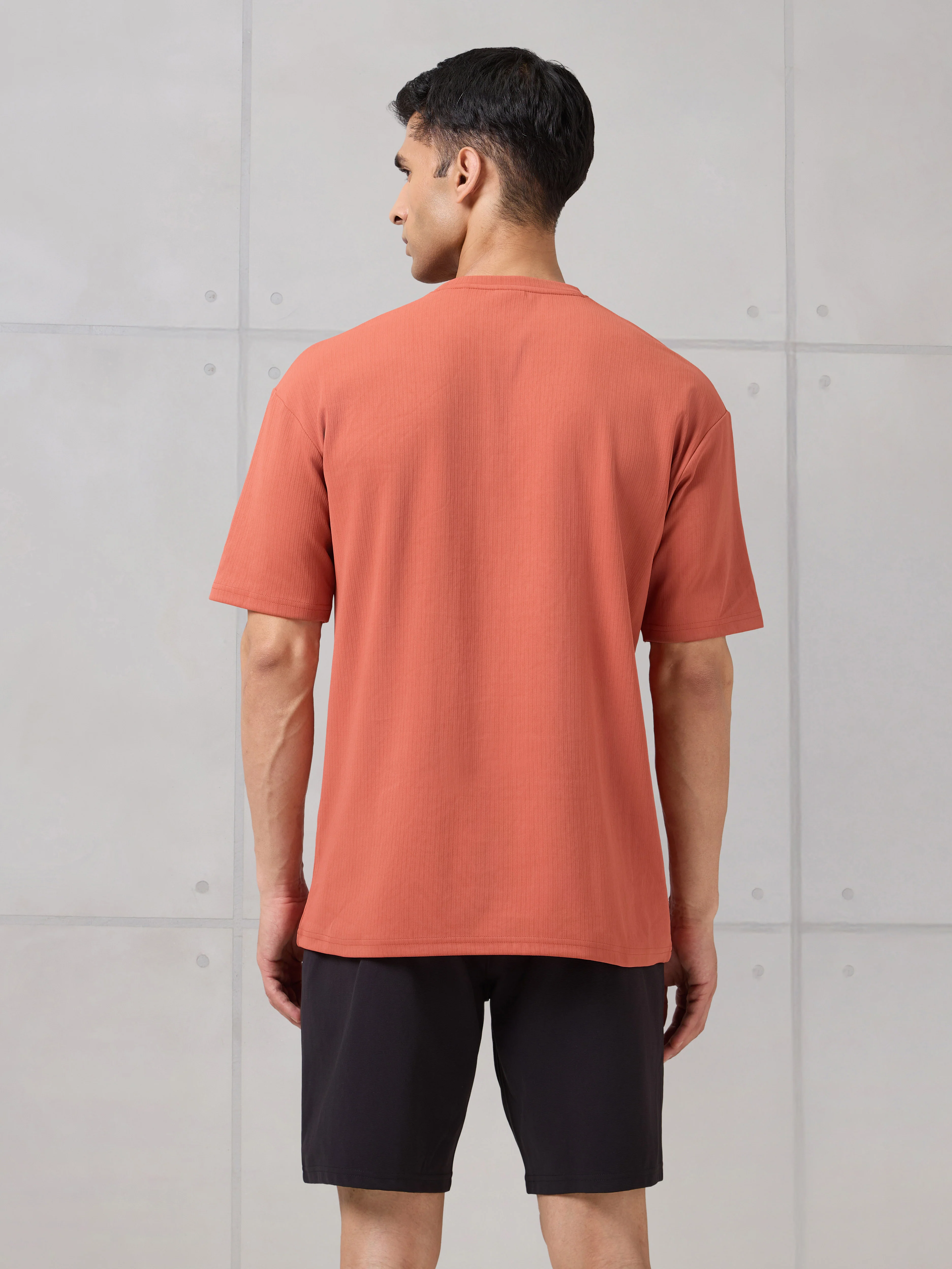 Men Round Neck Typography Printed Active Out Slim Fit T-Shirt with ELASTOPLUS - Image 3