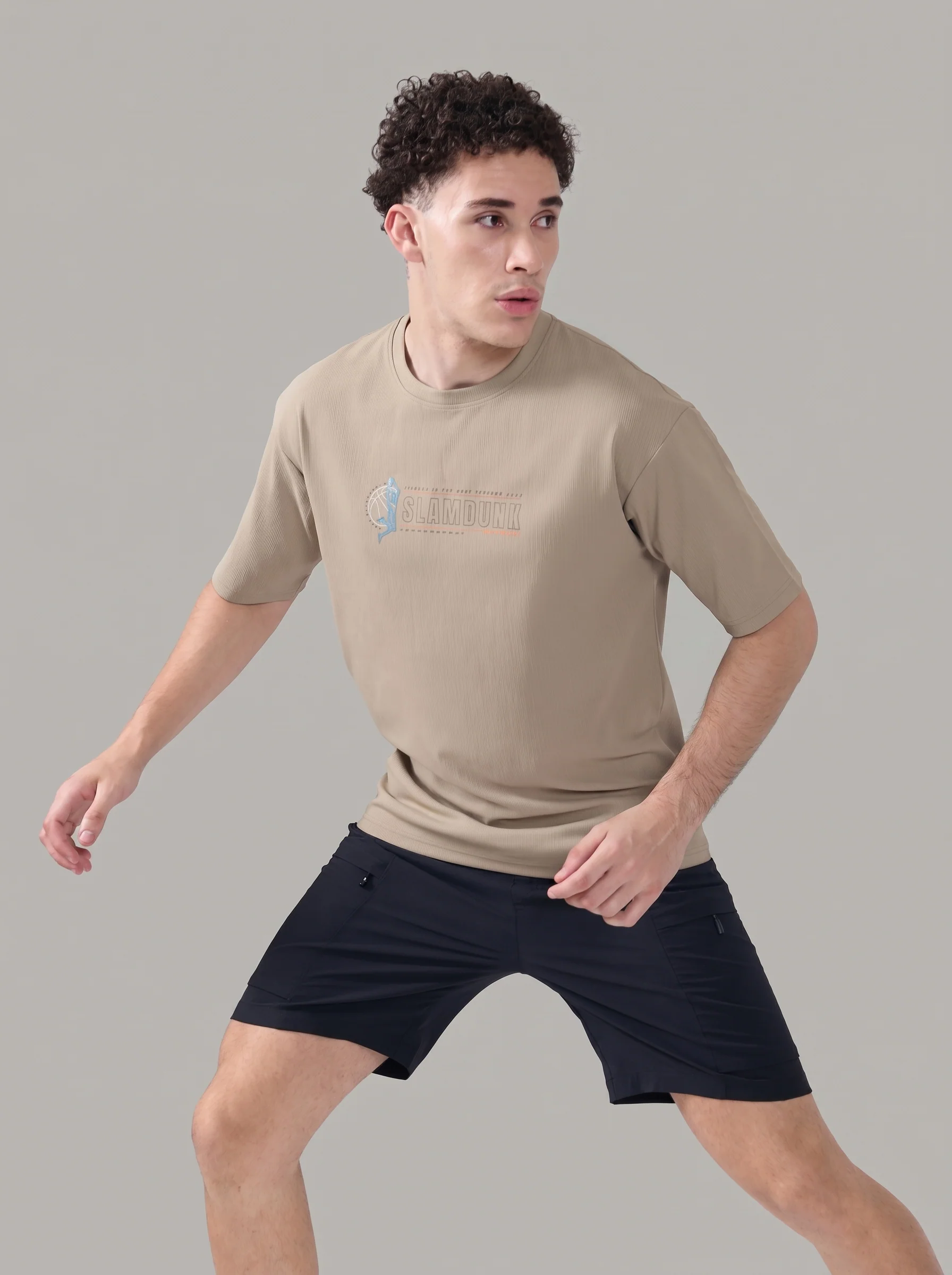 Men Round Neck Typography Printed Active Out Slim Fit T-Shirt with ELASTOPLUS - Image 6