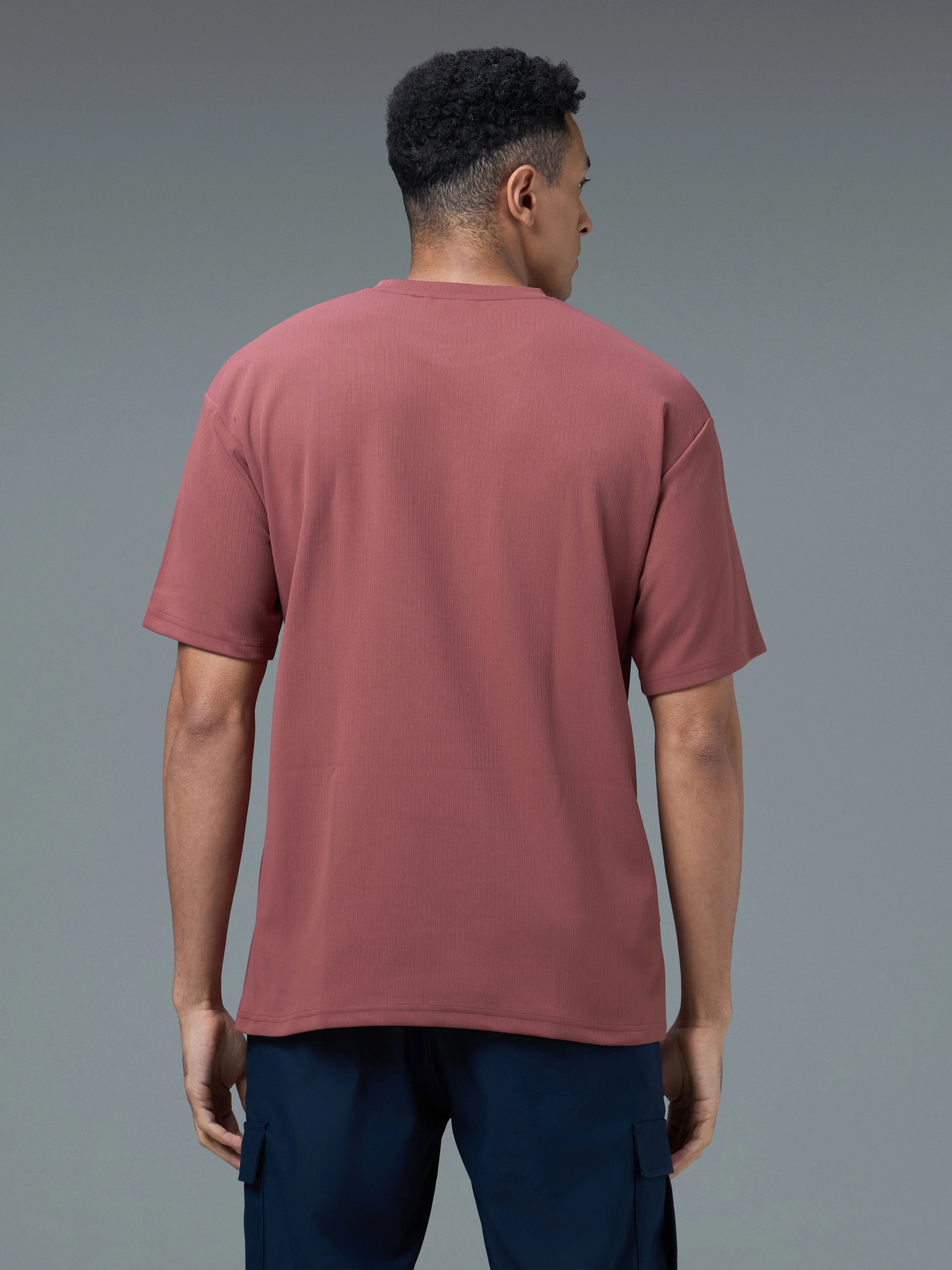 Men Round Neck Typography Printed Active Out Slim Fit T-Shirt with ELASTOPLUS - Image 3