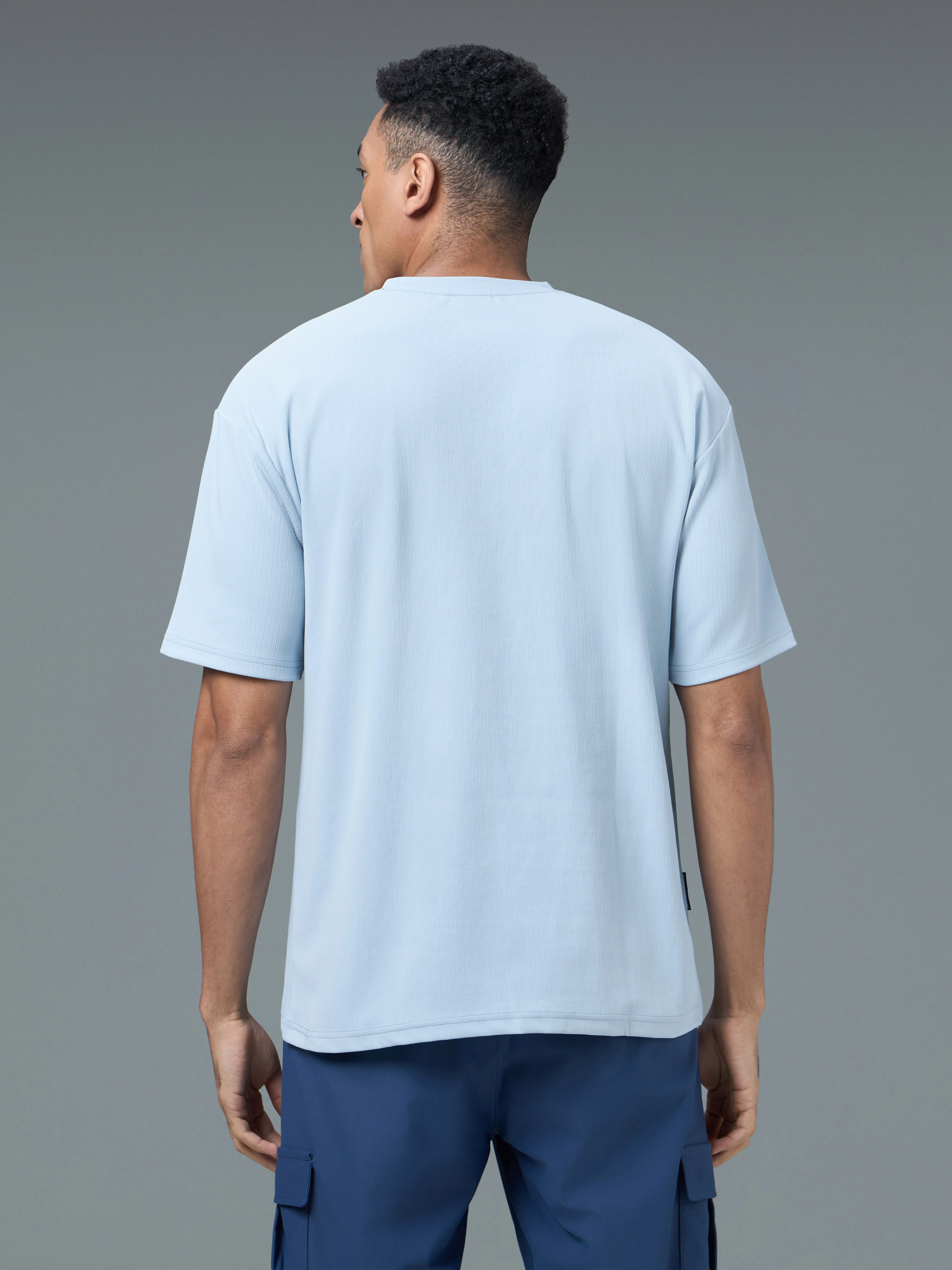 Men Round Neck Typography Printed Active Out Slim Fit T-Shirt with ELASTOPLUS - Image 3