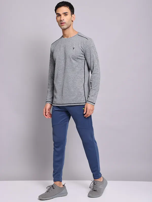 Men Melange Slim Fit Crew Neck T-shirt with DOUBLE COOL - Image 5
