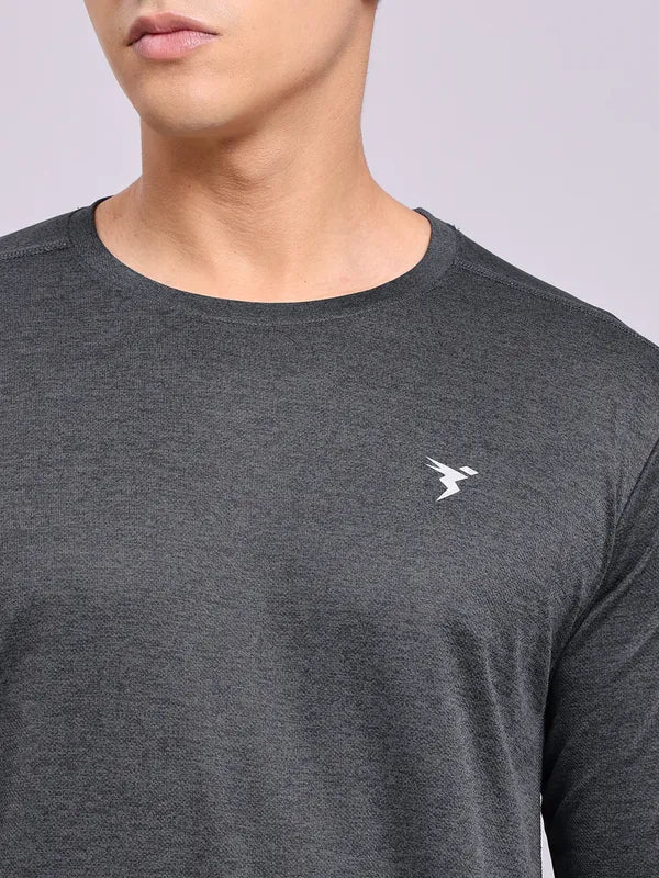 Men Melange Slim Fit Crew Neck T-shirt with DOUBLE COOL - Image 5