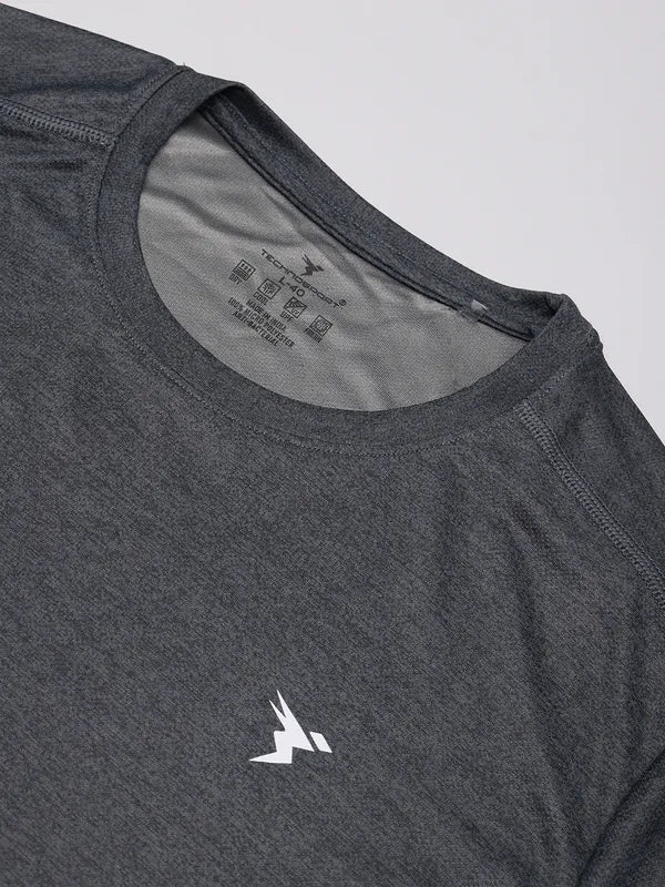 Men Melange Slim Fit Crew Neck T-shirt with DOUBLE COOL - Image 9