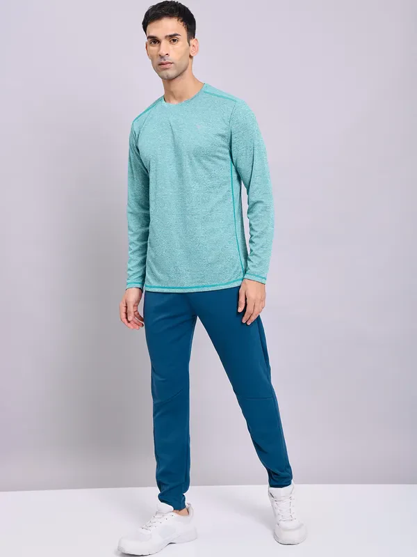 Men Melange Slim Fit Crew Neck T-shirt with DOUBLE COOL - Image 7
