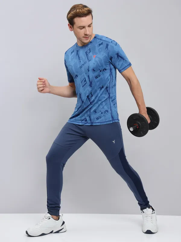 Men Jacquard Slim Fit Crew Neck T-shirt with DOUBLE COOL - Image 2