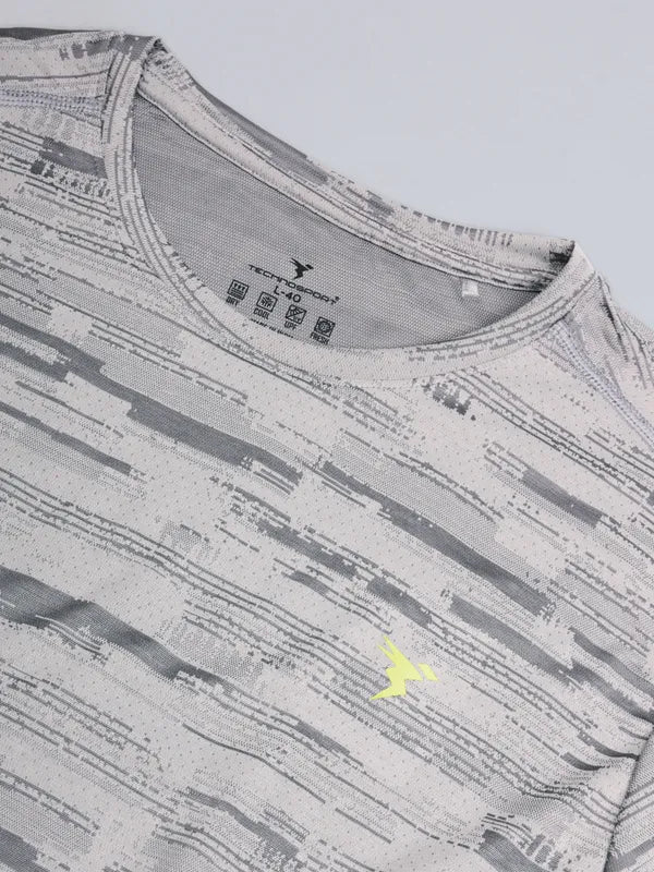 Men Jacquard Slim Fit Crew Neck T-shirt with DOUBLE COOL - Image 7