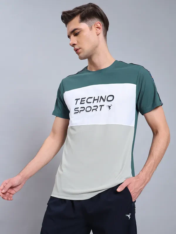 Men Colorblock Slim Fit Crew Neck T-shirt with MATPIQ - Image 8