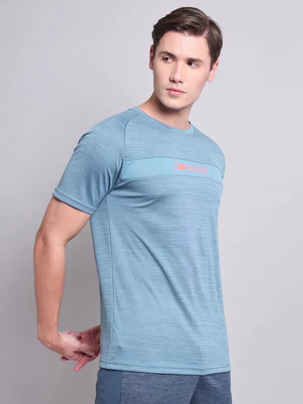 Men Melange Slim Fit Crew Neck T-shirt with TECHNO COOL+ - Image 5