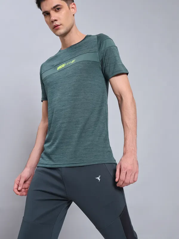 Men Melange Slim Fit Crew Neck T-shirt with TECHNO COOL+ - Image 6