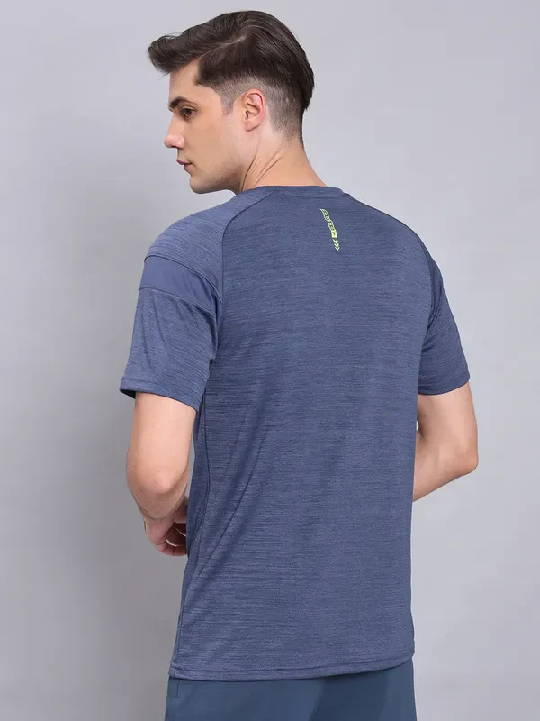 Men Melange Slim Fit Crew Neck T-shirt with TECHNO COOL+ - Image 3