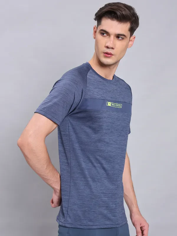 Men Melange Slim Fit Crew Neck T-shirt with TECHNO COOL+ - Image 4
