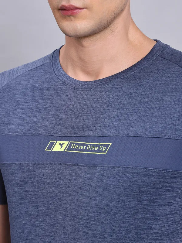Men Melange Slim Fit Crew Neck T-shirt with TECHNO COOL+ - Image 5