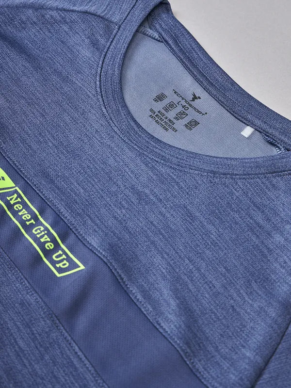 Men Melange Slim Fit Crew Neck T-shirt with TECHNO COOL+ - Image 7