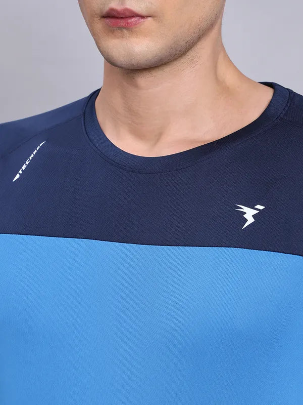 Men Colorblock Slim Fit Crew Neck T-shirt with TECHNO COOL+ - Image 5