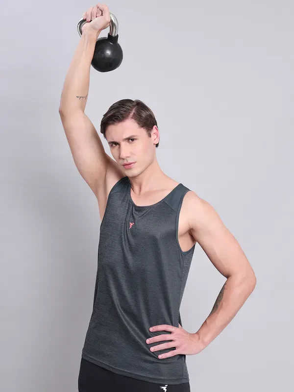 Men Melange Slim Fit Scoop Neck Innerwear Vest with DOUBLE COOL - Image 5