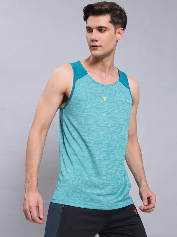 Men Melange Slim Fit Scoop Neck Innerwear Vest with DOUBLE COOL