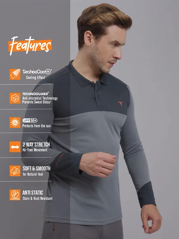 Men Colorblock Slim Fit Polo T-shirt with TECHNO COOL+ - Image 4
