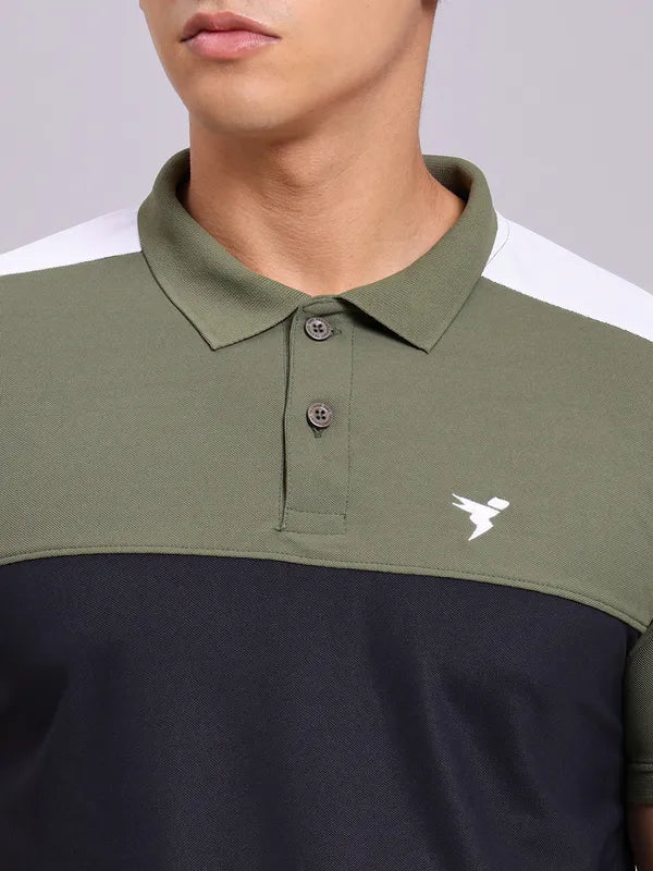 Men Colorblock Slim Fit Polo T-shirt with MATPIQ - Image 4
