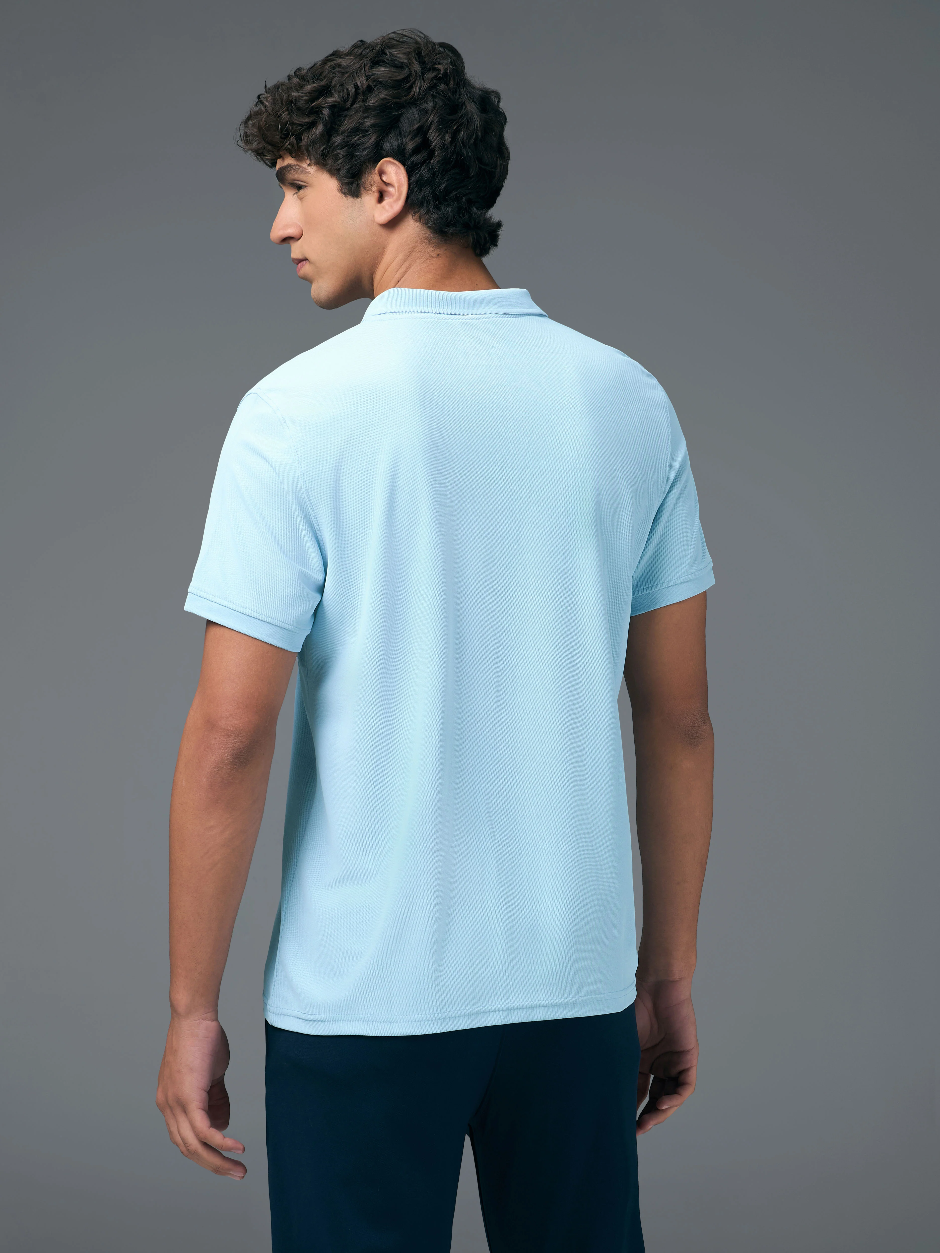 Men Solid Slim Fit Polo T-shirt with MATPIQ - Image 3