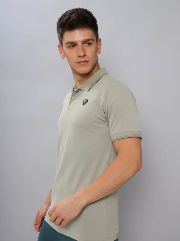 Men Solid Slim Fit Polo T-shirt with ELASTO PLUS - Image 3