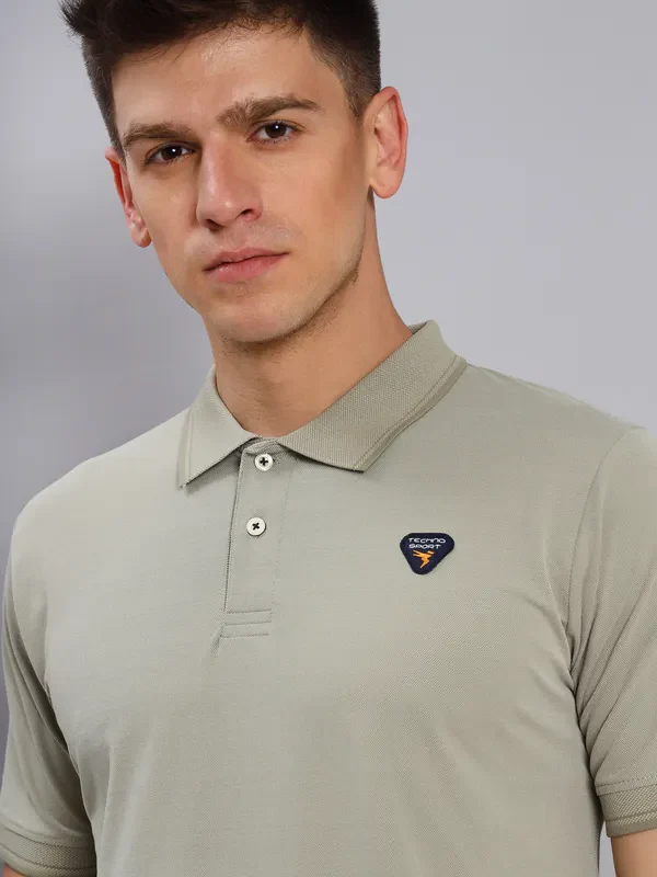 Men Solid Slim Fit Polo T-shirt with ELASTO PLUS - Image 5