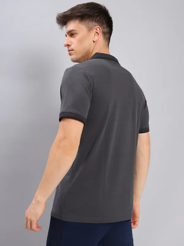 Men Solid Slim Fit Polo T-shirt with ELASTO PLUS - Image 2