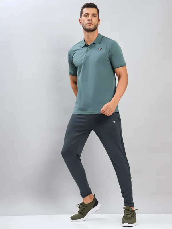 Men Solid Slim Fit Polo T-shirt with ELASTO PLUS - Image 4