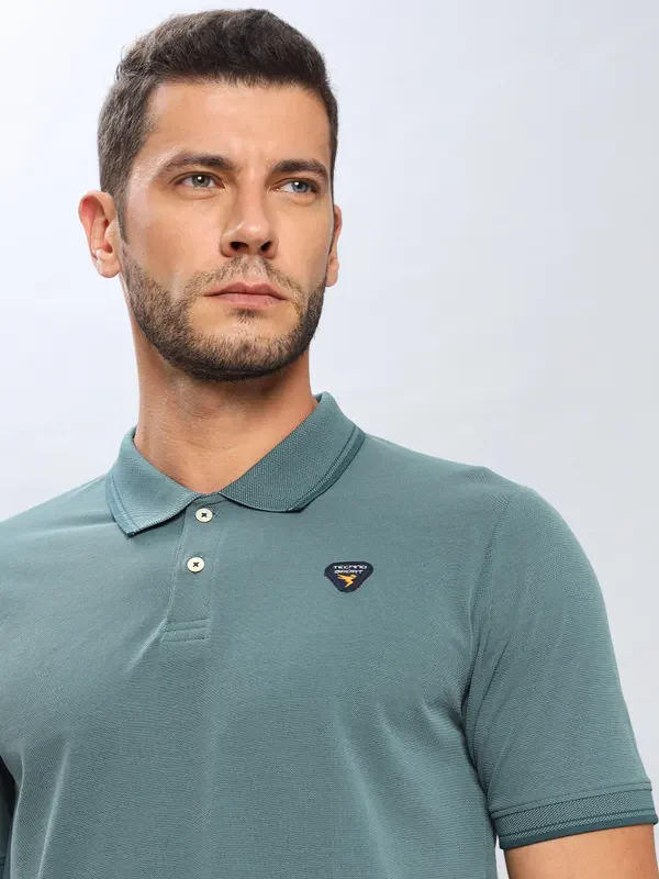 Men Solid Slim Fit Polo T-shirt with ELASTO PLUS - Image 5