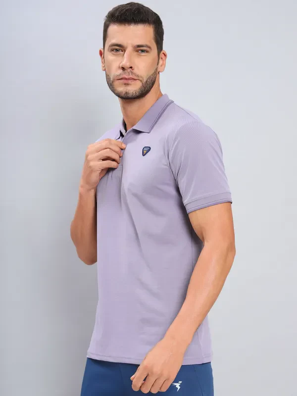 Men Solid Slim Fit Polo T-shirt with ELASTO PLUS - Image 3