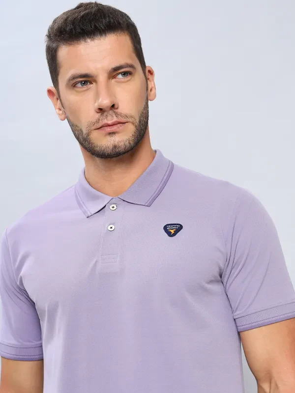 Men Solid Slim Fit Polo T-shirt with ELASTO PLUS - Image 4