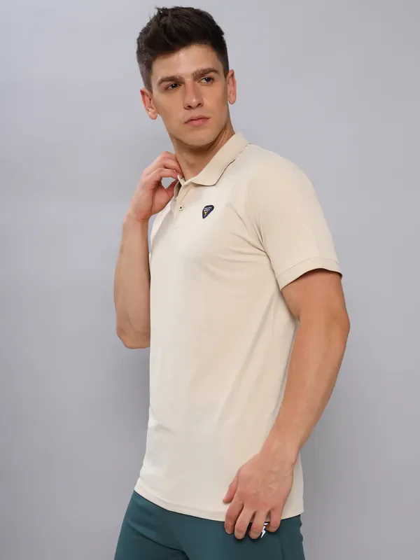 Men Solid Slim Fit Polo T-shirt with ELASTO PLUS - Image 3