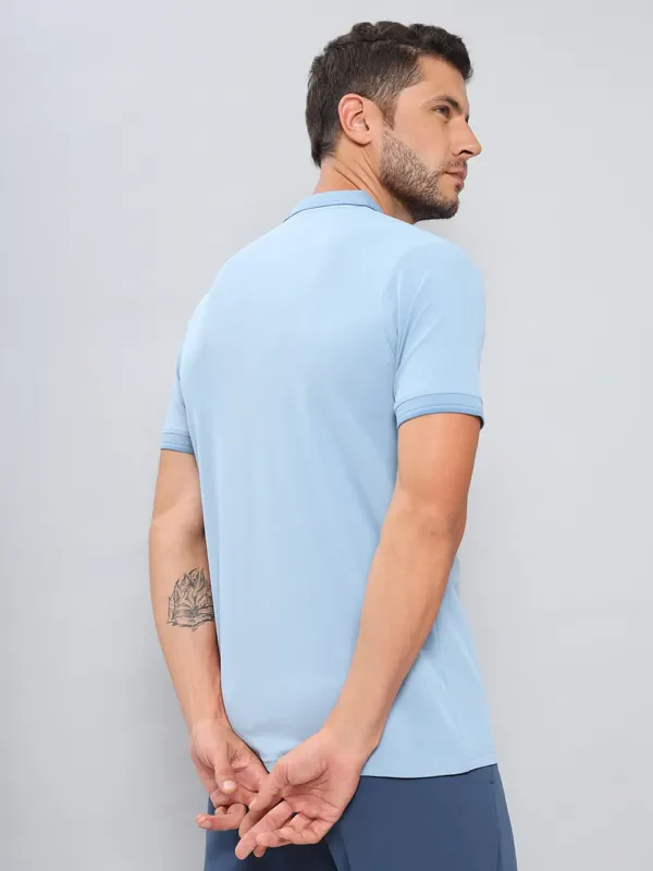 Men Solid Slim Fit Polo T-shirt with ELASTO PLUS - Image 3