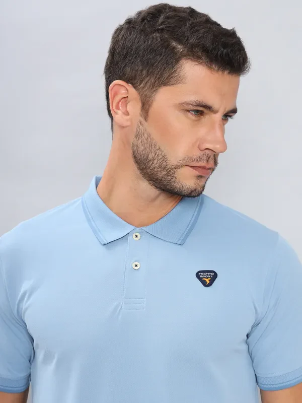 Men Solid Slim Fit Polo T-shirt with ELASTO PLUS - Image 5